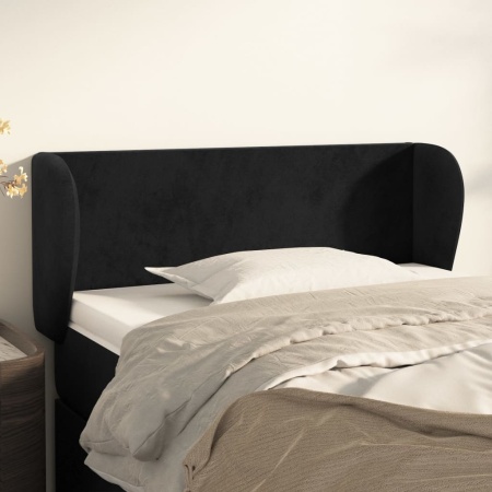 Tăblie de pat cu aripioare negru 103x23x78/88 cm catifea