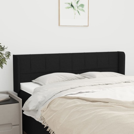Tăblie de pat cu aripioare negru 147x16x78/88 cm textil