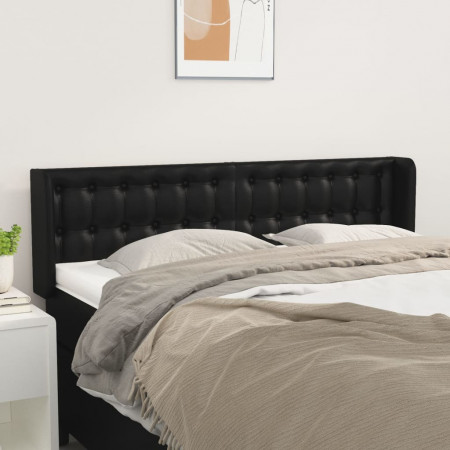 Tăblie de pat cu aripioare negru 147x16x78/88cm piele ecologică