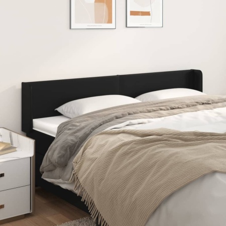 Tăblie de pat cu aripioare negru 183x16x78/88cm piele ecologică