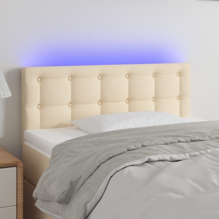 Tăblie de pat cu LED, crem, 100x5x78/88 cm, textil