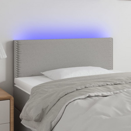 Tăblie de pat cu LED, gri deschis, 90x5x78/88 cm, textil