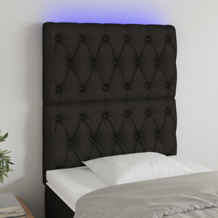 Tăblie de pat cu LED, negru, 80x7x118/128 cm, textil - Img 1