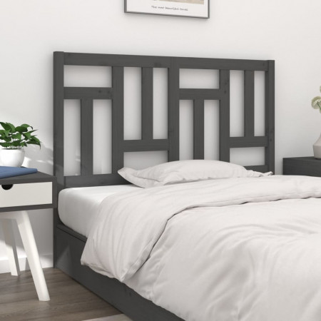 Tăblie de pat, gri, 145,5x4x100 cm, lemn masiv de pin