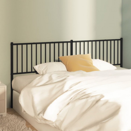 Tăblie de pat metalică, negru, 198x3x90 cm