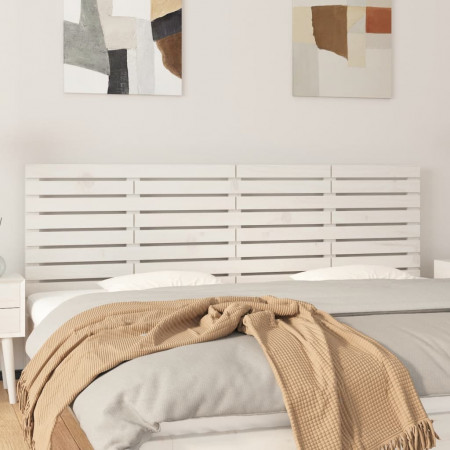 Tăblie de pat pentru perete, alb, 166x3x63 cm, lemn masiv pin