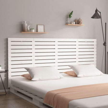 Tăblie de pat pentru perete, alb, 166x3x91,5 cm, lemn masiv pin - Img 1