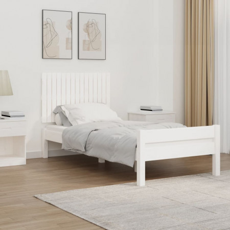 Tăblie de pat pentru perete, alb, 95,5x3x60 cm, lemn masiv pin