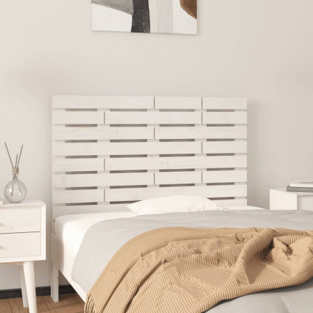 Tăblie de pat pentru perete, alb, 96x3x63 cm, lemn masiv pin