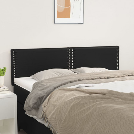 Tăblii de pat, 2 buc., negru, 72x5x78/88 cm, piele ecologică - Img 1