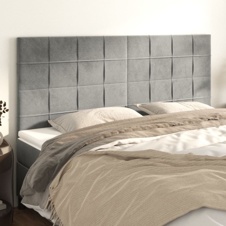 Tăblii de pat, 4 buc, gri deschis, 100x5x78/88 cm, catifea