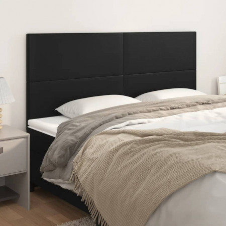 Tăblii de pat, 4 buc, negru, 100x5x78/88 cm, piele ecologică - Img 1
