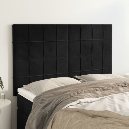 Tăblii de pat, 4 buc, negru, 72x5x78/88 cm, catifea