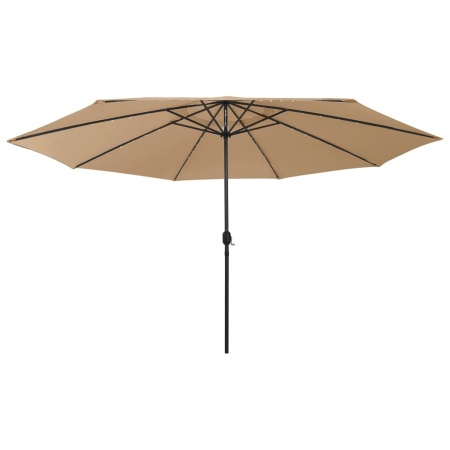 Umbrelă soare de grădină cu LED-uri, taupe, 400 cm