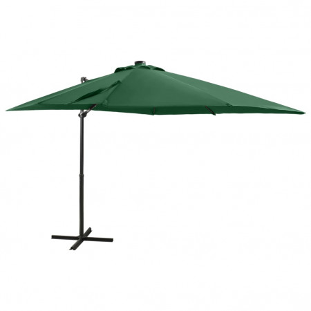 Umbrelă suspendată cu stâlp și LED-uri, verde, 250 cm - Img 1