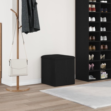 Bancă de depozitare Negru Stejar 40x40x45 cm Lemn stratificat