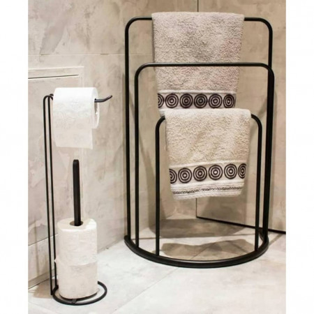 Bathroom Solutions Suport de prosoape vertical 49,5x75 cm metal negru - Img 1