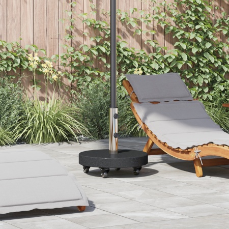 Bază de parasol cu roți pentru polii de 38/48mm Granit Negru 30 kg Rotund
