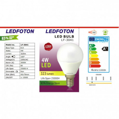 Becuri Led E14 4W Lumina calda DLF 3041 - Img 1