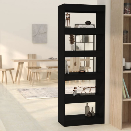 Bibliotecă/Separator cameră, negru, 60x30x166 cm, PAL