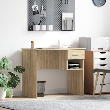 Birou cu depozitare Stejar Sonoma 90x49.5x75 cm Lemn stratificat