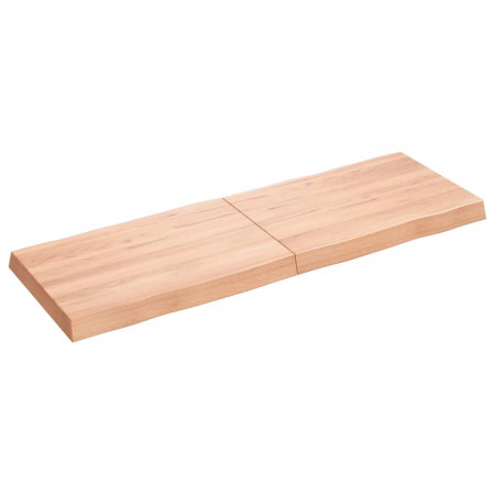 Blat masă, 120x40x6 cm, maro, lemn stejar tratat contur organic - Img 1