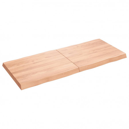 Blat masă, 140x60x6 cm, maro, lemn stejar tratat contur organic