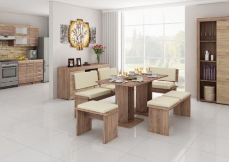 Bond (Set Mobilier Bucatarie Mare) Tk.Eco Beige/Cr.Tobaco&