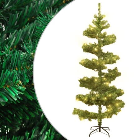 Brad Crăciun pre-iluminat ondulat cu suport, verde, 180 cm, PVC