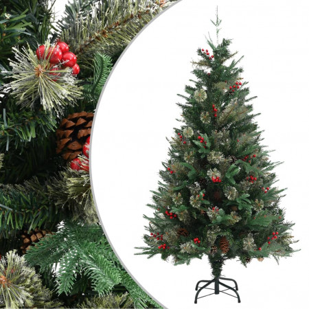 Brad de Crăciun cu conuri de pin, verde, 150 cm, PVC&amp;PE - Img 1