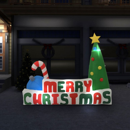 Brad gonflabil Crăciun Fericit decorațiuni cu LED 240x188 cm - Img 1