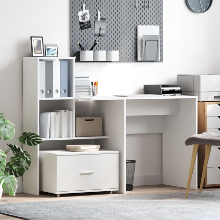 Cabinet cu Sertare cu Roți Alb 55x45x33.5 cm Lemn Combinat