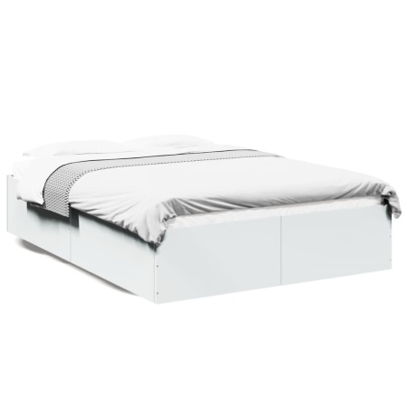 Cadru de pat, alb ,135x190 cm, lemn prelucrat