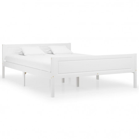 Cadru de pat, alb, 160x200 cm, lemn de pin masiv