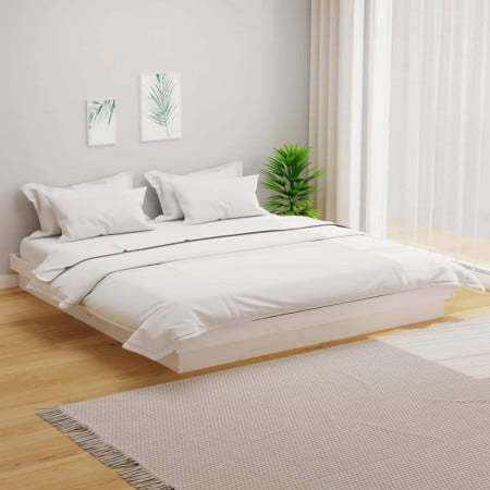 Cadru de pat, alb, 160x200 cm, lemn masiv