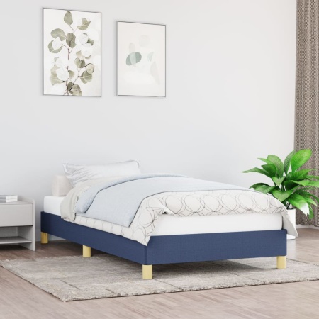 Cadru de pat, albastru, 90x190 cm, material textil