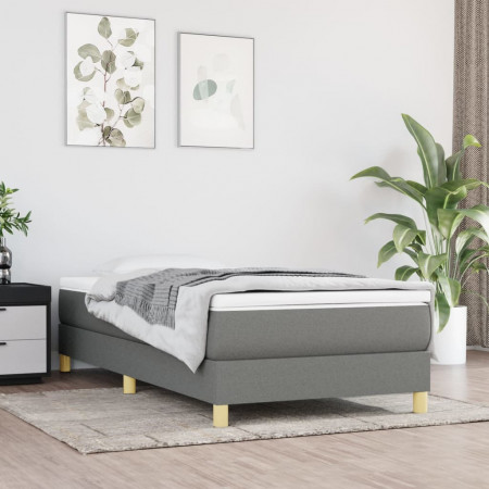 Cadru de pat box spring, gri închis, 90x190 cm, textil