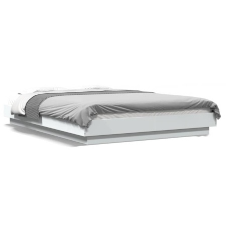 Cadru de pat cu lumini LED, alb, 120x200 cm, lemn prelucrat - Img 1