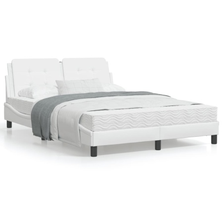 Cadru de pat cu tăblie, alb, 120x200 cm, piele ecologică