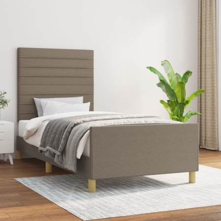 Cadru de pat cu tăblie, gri taupe, 100x200 cm, textil