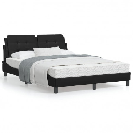 Cadru de pat cu tăblie, negru, 120x200 cm, piele ecologică