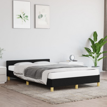 Cadru de pat cu tăblie, negru, 120x200 cm, textil