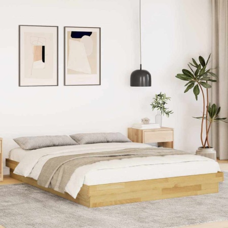 Cadru de pat fără saltea 150x200 cm din lemn masiv de stejar