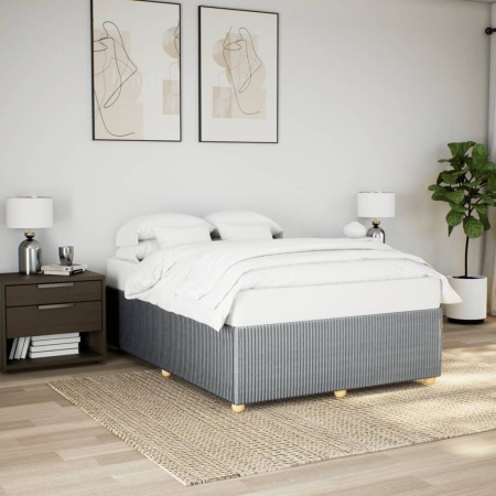 Cadru de pat fără saltea, gri deschis, 140x190 cm, textil