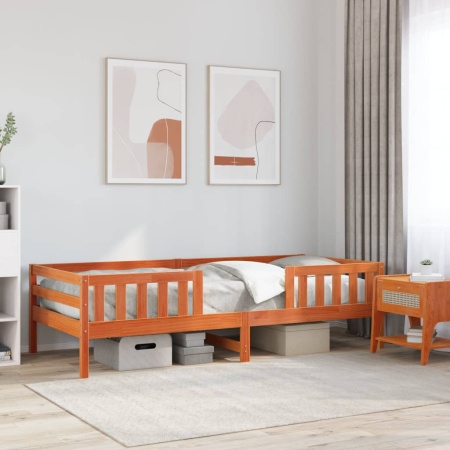Cadru de pat fără saltea maro ceruit 80x200 cm lemn masiv pin