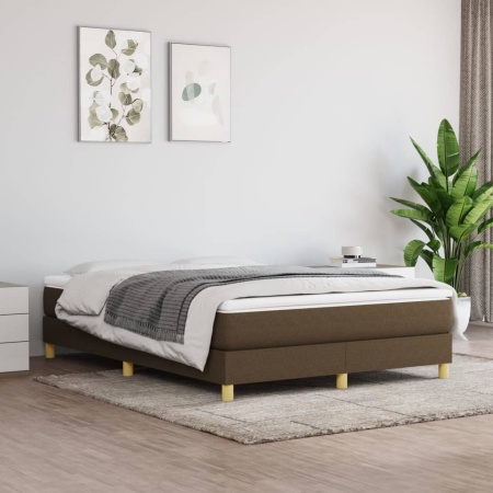 Cadru de pat fără saltea, maro închis, 140x200 cm, textil