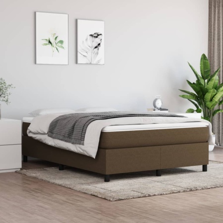 Cadru de pat fără saltea, maro închis, 140x200 cm, textil