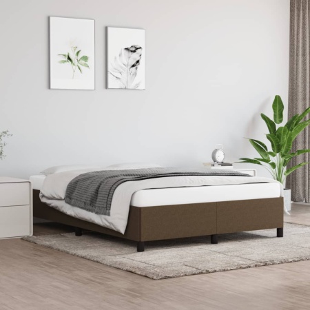Cadru de pat fără saltea, maro închis, 140x200 cm, textil