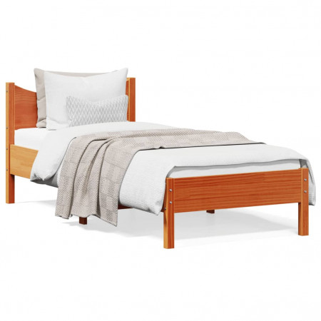 Cadru de pat, maro ceruit, 90x200 cm, lemn masiv de pin