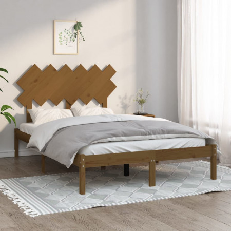 Cadru de pat, maro miere, 120x200 cm, lemn masiv - Img 1